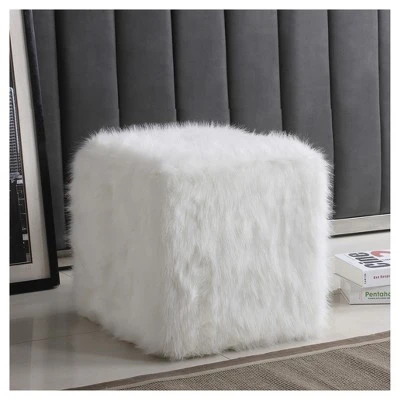 Faux Fur Pouf - HomePop Pink 10 Faux Fur Pouf - HomePop Pink - Image 8