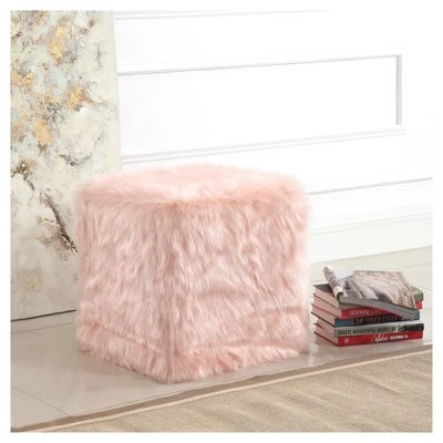 Faux Fur Pouf - HomePop Pink 11 Faux Fur Pouf - HomePop Pink - Image 9