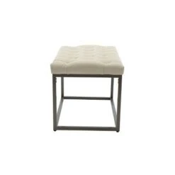 24" Button Tufted Metal Ottoman - WOVENBYRD Gray -Ottomans Official Shop unnamed file 4522