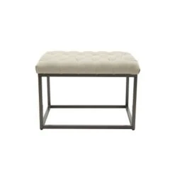 24" Button Tufted Metal Ottoman - WOVENBYRD Gray -Ottomans Official Shop unnamed file 4526