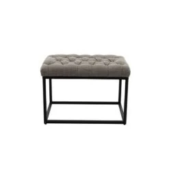24" Button Tufted Metal Ottoman - WOVENBYRD Gray -Ottomans Official Shop unnamed file 4527