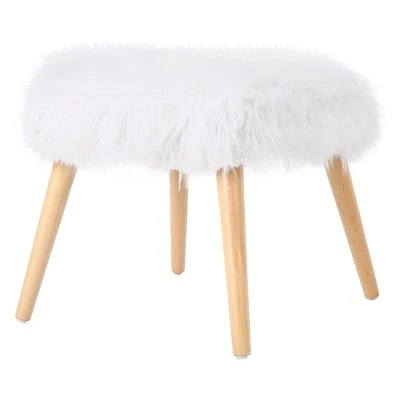 Huxley Faux Fur Ottoman - Christopher Knight Home White 6 Huxley Faux Fur Ottoman - Christopher Knight Home White - Image 4