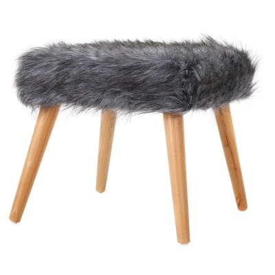 Huxley Faux Fur Ottoman - Christopher Knight Home White 7 Huxley Faux Fur Ottoman - Christopher Knight Home White - Image 5