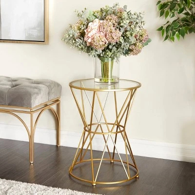 Olivia & May Contemporary Iron Geometric Pattern Accent Table Gold - Olivia & May 3 Olivia & May Contemporary Iron Geometric Pattern Accent Table Gold - Olivia & May