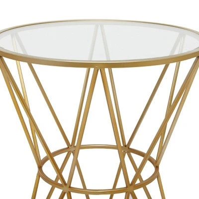 Olivia & May Contemporary Iron Geometric Pattern Accent Table Gold - Olivia & May 4 Olivia & May Contemporary Iron Geometric Pattern Accent Table Gold - Olivia & May - Image 2