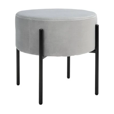 Lisbon Round Ottoman - Safavieh Gray/black 4 Lisbon Round Ottoman - Safavieh Gray/black - Image 2