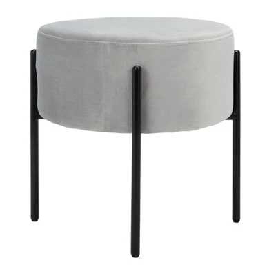 Lisbon Round Ottoman - Safavieh Gray/black 5 Lisbon Round Ottoman - Safavieh Gray/black - Image 3