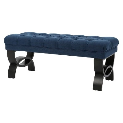 Scarlette Tufted Ottoman Bench - Christopher Knight Home Navy 6 Scarlette Tufted Ottoman Bench - Christopher Knight Home Navy - Image 4