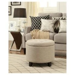 Round Ottoman Tan - Breighton Home -Ottomans Official Shop unnamed file 4618