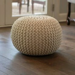 Decor Therapy Lola Round Lurex Pouf White - Décor Therapy -Ottomans Official Shop unnamed file 4637