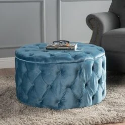 Zelfa New Velvet Ottoman - Christopher Knight Home Dark Teal