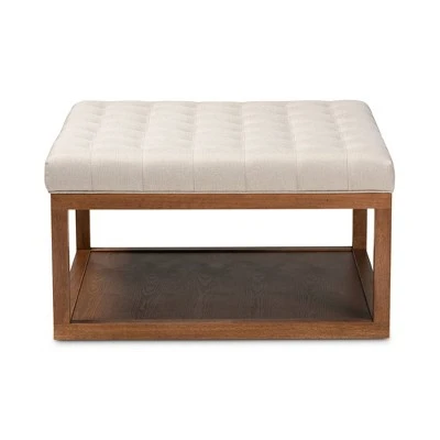 Alvere Cocktail Ottoman Walnut - Baxton Studio Beige/walnut 3 Alvere Cocktail Ottoman Walnut - Baxton Studio Beige/walnut