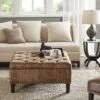 Madison Park Tufted Square Cocktail Ottoman Brown
