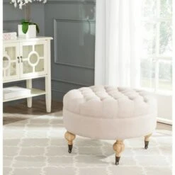 Clara Round Ottoman - Safavieh Beige