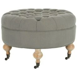 Clara Round Ottoman - Safavieh Beige -Ottomans Official Shop unnamed file 4755