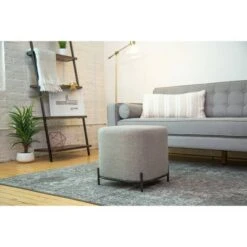 17" Modern Square Ottoman with Metal Base - WOVENBYRD Gray -Ottomans Official Shop unnamed file 4782