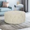 Orla Modern Glam Round Ottoman - Christopher Knight Home Blue