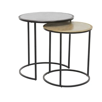 Olivia & May Set of 2 Industrial Aluminum Accent Tables Black - Olivia & May 6 Olivia & May Set of 2 Industrial Aluminum Accent Tables Black - Olivia & May - Image 4