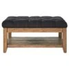 Southgate Natural Button Tufted Tapered Cocktail Ottoman Charcoal - Inspire Q