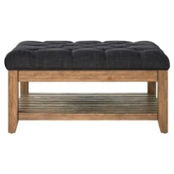 Southgate Natural Button Tufted Tapered Cocktail Ottoman Charcoal - Inspire Q