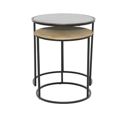 Olivia & May Set of 2 Industrial Aluminum Accent Tables Black - Olivia & May 7 Olivia & May Set of 2 Industrial Aluminum Accent Tables Black - Olivia & May - Image 5