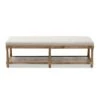 Celeste French Country Weathered Oak - Linen Upholstered Ottoman Bench Beige - Baxton Studio