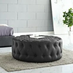 Amour Upholstered Vinyl Ottoman - Modway Black -Ottomans Official Shop unnamed file 4988
