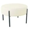Modern Metal Sherpa Ottoman Cream - HomePop