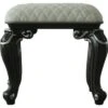Backless Stool with Cushion Seat and Cabriole Legs Gray/White - Benzara -Ottomans Official Shop unnamed file 501