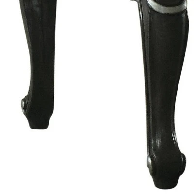 Backless Stool with Cushion Seat and Cabriole Legs Gray/White - Benzara 5 Backless Stool with Cushion Seat and Cabriole Legs Gray/White - Benzara - Image 3