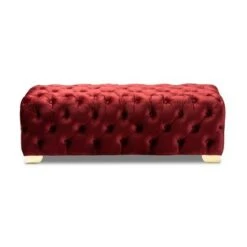 Avara Velvet Button Tufted Bench Ottoman - Baxton Studio Blue -Ottomans Official Shop unnamed file 5059