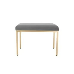 24" Metal Ottoman - WOVENBYRD Gray Velvet -Ottomans Official Shop unnamed file 5074