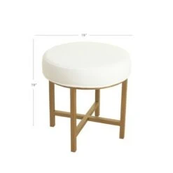 Circle Ottoman with Gold Metal X-Base- HomePop Silver