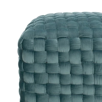 Ravyn Woven Velvet Ottoman Seafoam - Safavieh 5 Ravyn Woven Velvet Ottoman Seafoam - Safavieh - Image 3