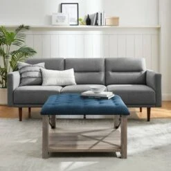 Sopie Rustic Farmhouse Tufted Ottoman - Saracina Home Gray -Ottomans Official Shop unnamed file 5100
