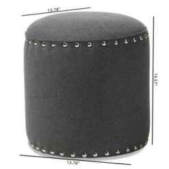 Rosine Modern and Contemporary Fabric Upholstered Nail Trim Ottoman - Baxton Studio Light Gray -Ottomans Official Shop unnamed file 5107