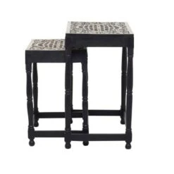 Olivia & May Set of 2 Eclectic Mango Wood Accent Tables Black - Olivia & May -Ottomans Official Shop unnamed file 511