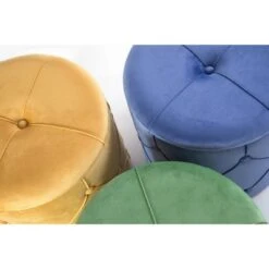 Fabulaxe Round Wooden Velvet Ottoman Stool with Lid -Ottomans Official Shop unnamed file 5115