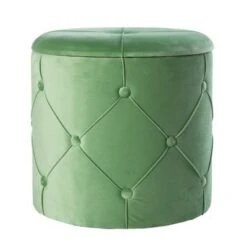 Fabulaxe Round Wooden Velvet Ottoman Stool with Lid -Ottomans Official Shop unnamed file 5118