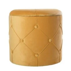 Fabulaxe Round Wooden Velvet Ottoman Stool with Lid -Ottomans Official Shop unnamed file 5119