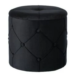 Fabulaxe Round Wooden Velvet Ottoman Stool with Lid -Ottomans Official Shop unnamed file 5121