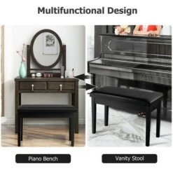 Costway Solid Wood PU Leather Piano Bench Padded Double Duet Keyboard Seat Storage Black -Ottomans Official Shop unnamed file 5161