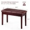 Costway Solid Wood PU Leather Piano Bench Padded Double Duet Keyboard Seat Storage Brown -Ottomans Official Shop unnamed file 5174