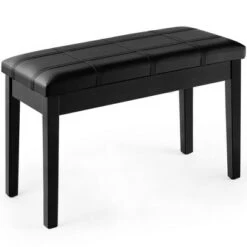 Costway Solid Wood PU Leather Piano Bench Padded Double Duet Keyboard Seat Storage Black -Ottomans Official Shop unnamed file 5189