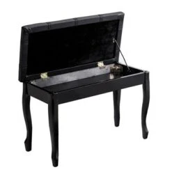 Costway PU Leather Solid Wood Piano Bench Padded Double Duet Keyboard Seat Storage Black -Ottomans Official Shop unnamed file 5195