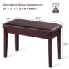 Costway Solid Wood PU Leather Piano Bench Padded Double Duet Keyboard Seat Storage Brown -Ottomans Official Shop unnamed file 5197