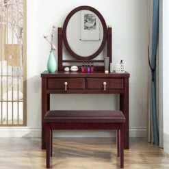 Costway Solid Wood PU Leather Piano Bench Padded Double Duet Keyboard Seat Storage Brown -Ottomans Official Shop unnamed file 5201