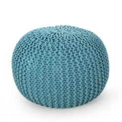 Nahunta Modern Knitted Cotton Round Pouf - Christopher Knight Home Coral -Ottomans Official Shop unnamed file 5228