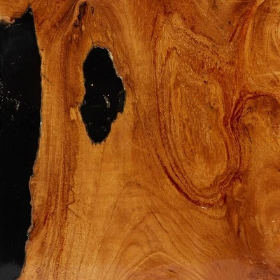 Olivia & May Coastal Teak Wood Accent Stool Black - Olivia & May 3 Olivia & May Coastal Teak Wood Accent Stool Black - Olivia & May - Image 2