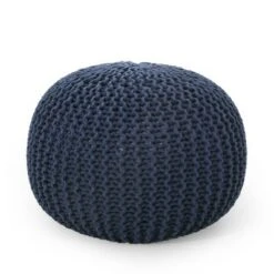 Nahunta Modern Knitted Cotton Round Pouf - Christopher Knight Home Coral -Ottomans Official Shop unnamed file 5232